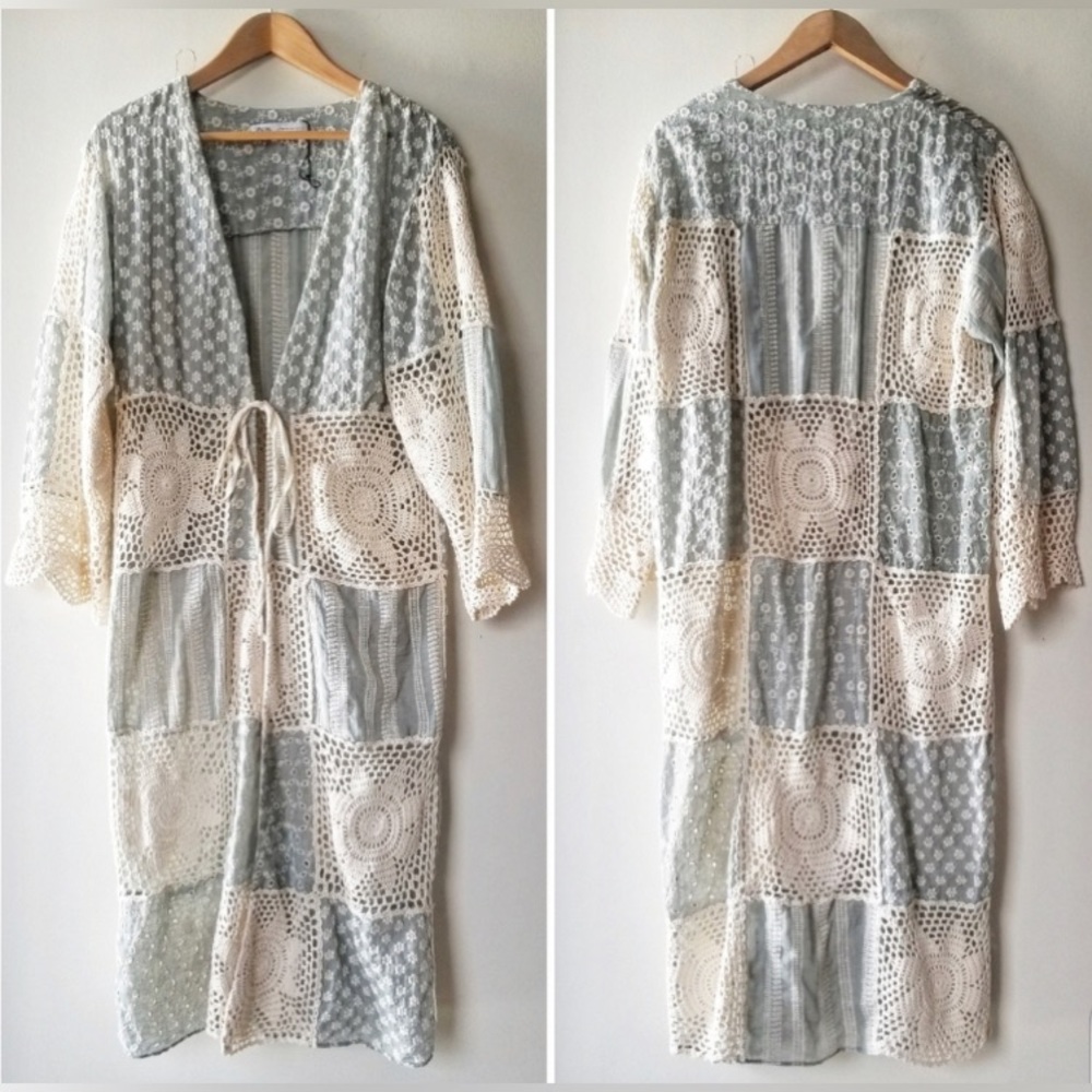 ZARA Crochet Patchwork Long Cardigan Duster